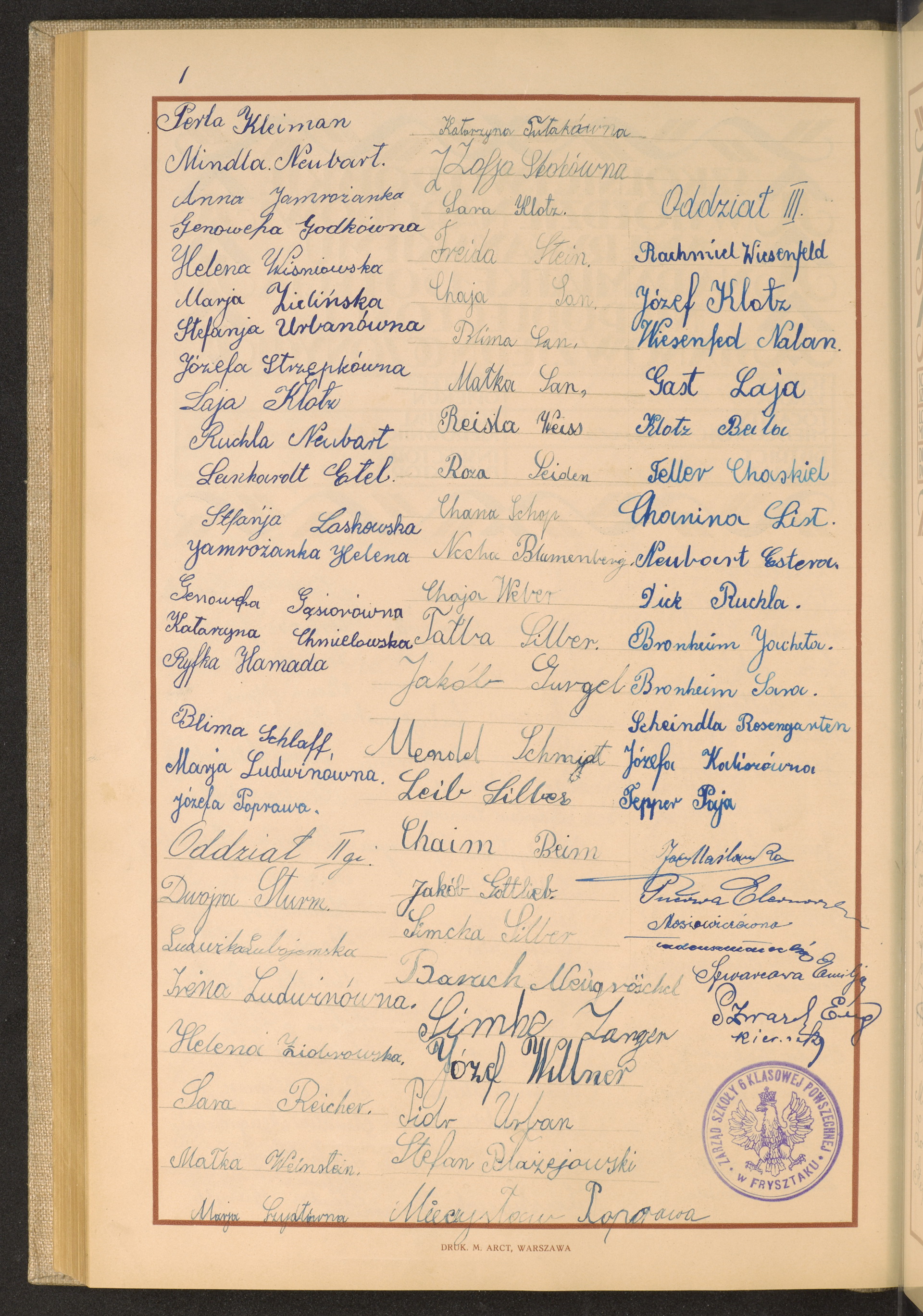 Podpis Perla Kleiman na stronie nr 223 w tomie nr 78